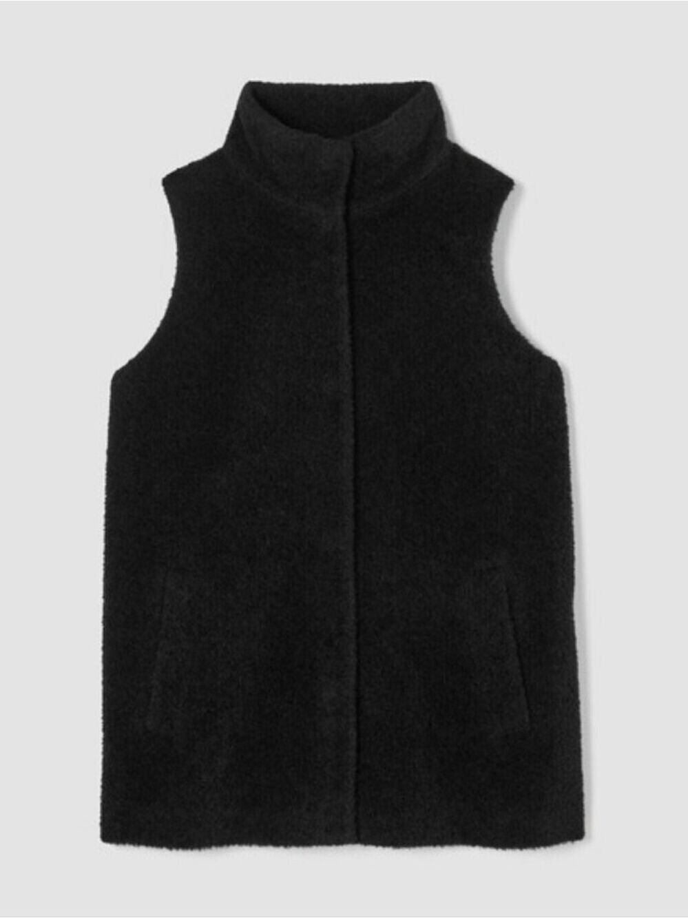 Eileen Fisher Fine Wool Alpaca Stand Collar VestEasy Fit, Long Length Sz XXS NWT